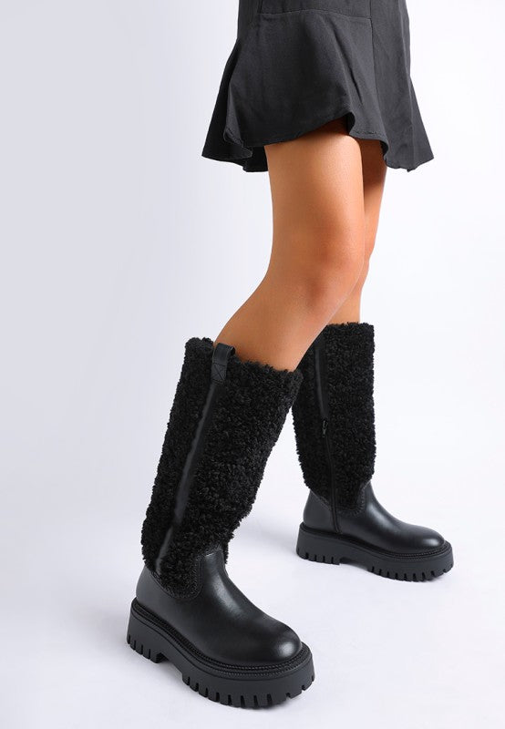 Lapland Fur Detail Calf Length Boots