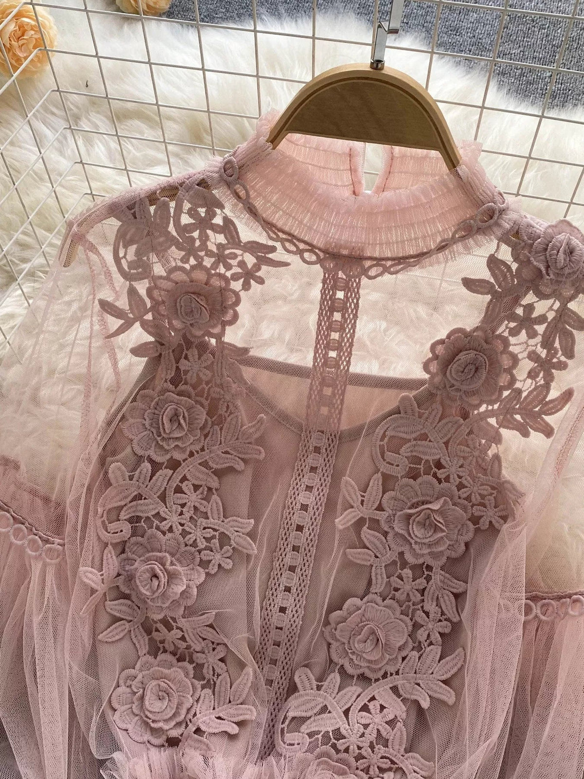 Floral Lace Blouse & Cami Set Trendsi