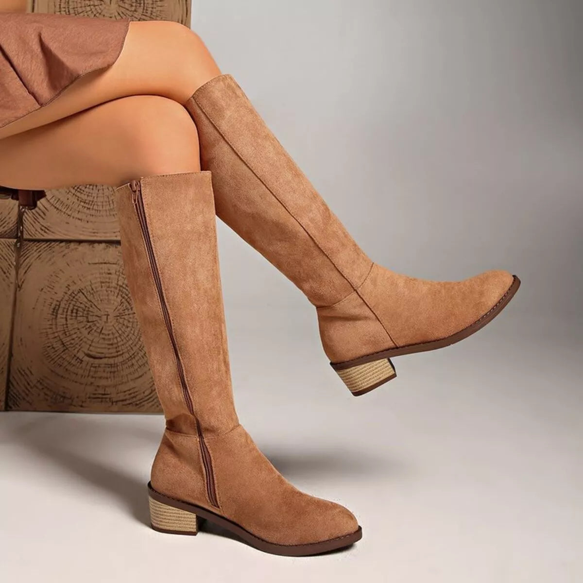Knee-High Block Heel Boots Trendsi