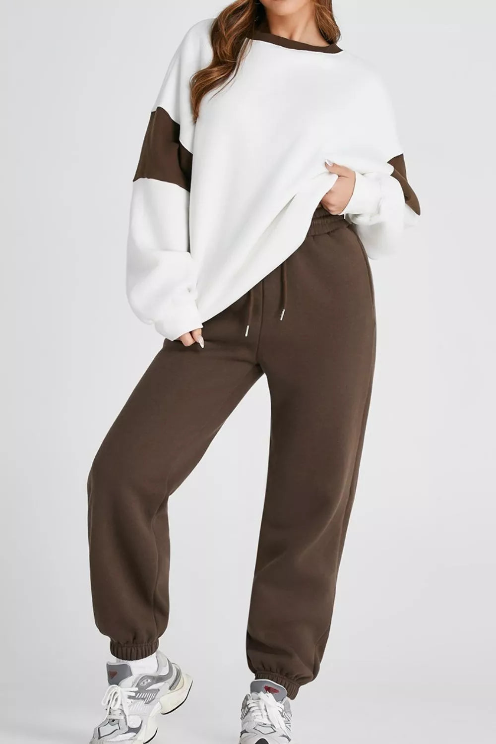 Drop Shoulder Loose Sweatshirt and Joggers Active Set Trendsi