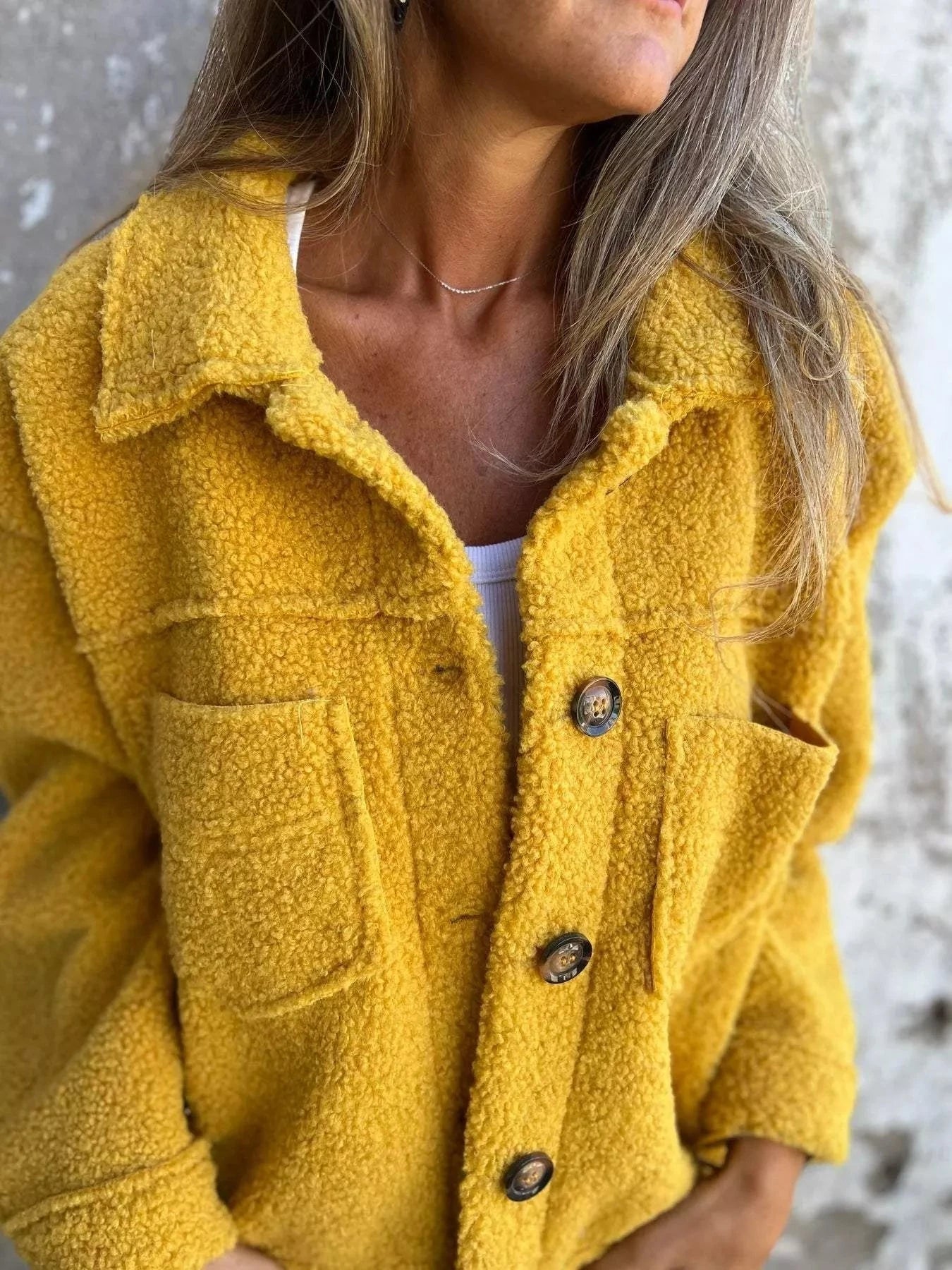 Full Size Single-Breasted Sherpa Shacket Plus Size Trendsi