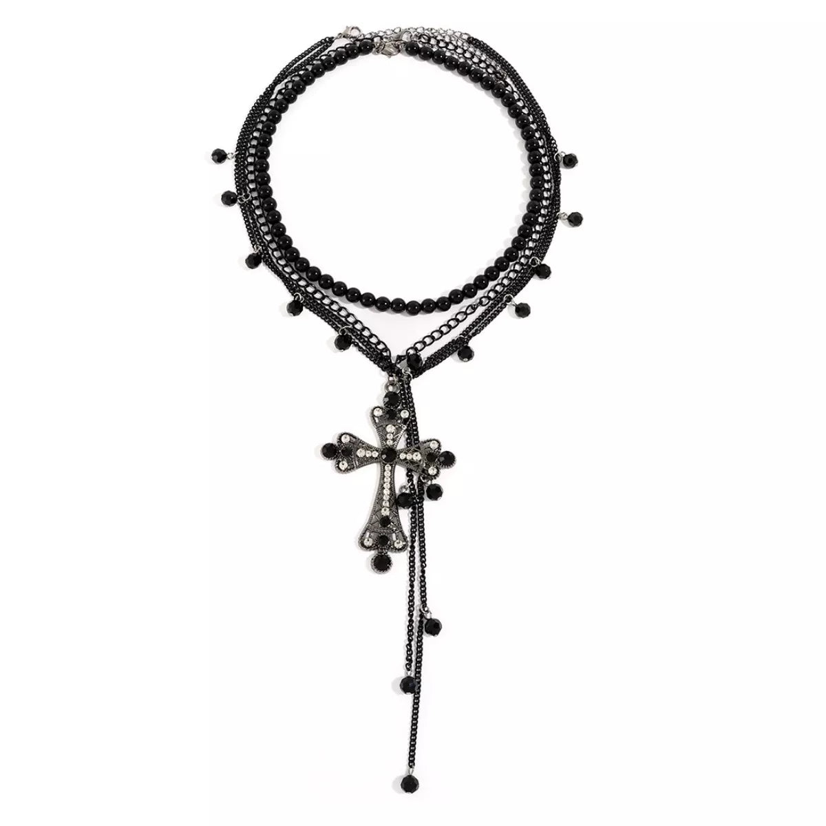 Pearl Cross Pendant Necklace 3 Piece Set Trendsi