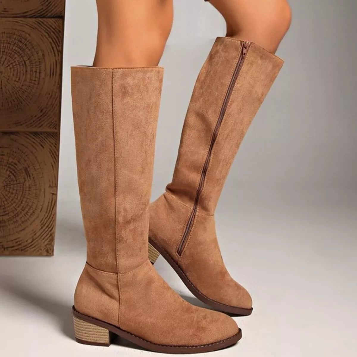 Knee-High Block Heel Boots Trendsi