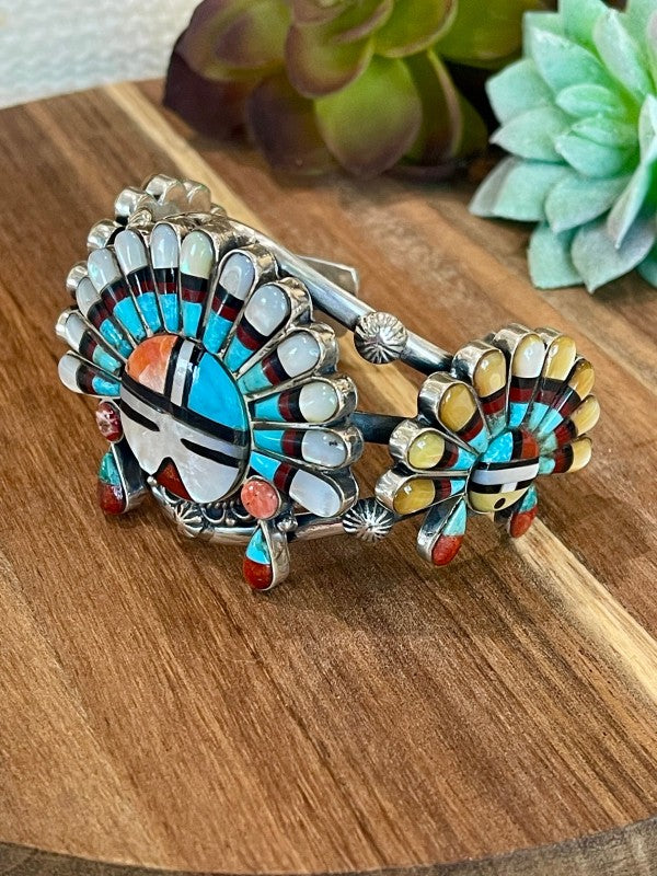 Handmade Sterling Silver & Multistone Sun Face