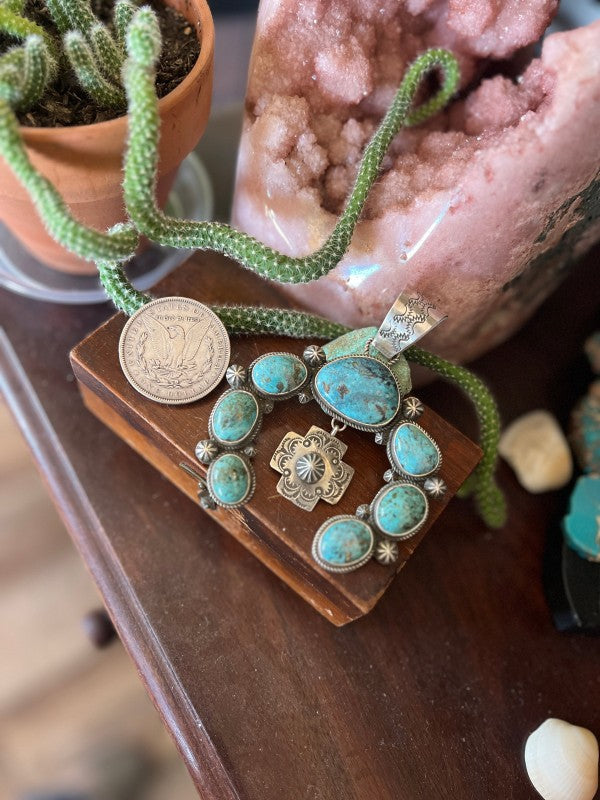 Apache Made Sterling Silver and Egyptian Turquoise Nizhoni Traders LLC