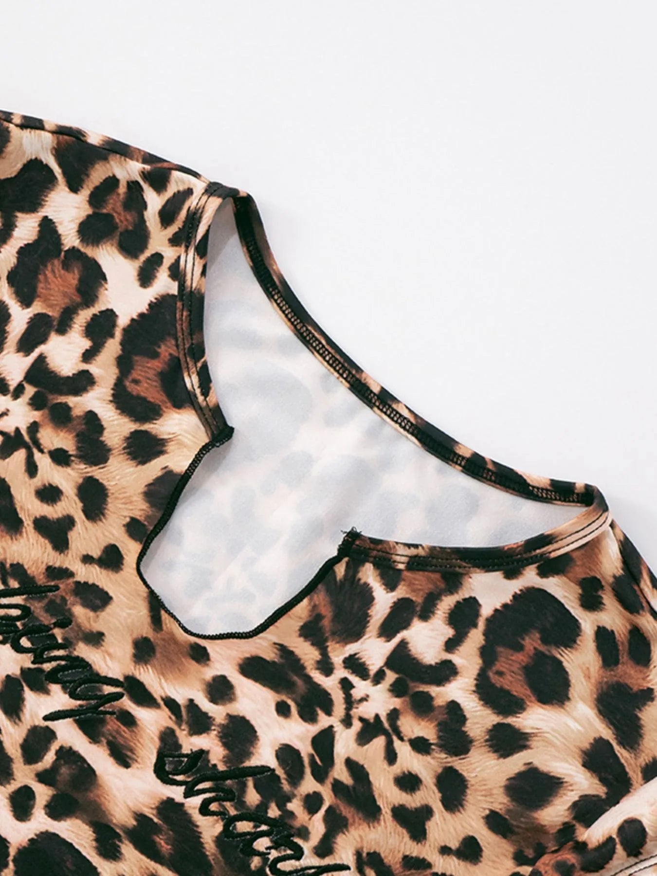 Leopard Print Notched Top and Shorts Set