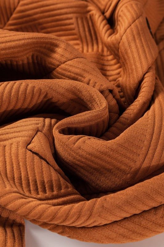 Textured Collared Button-Up Drop Shoulder