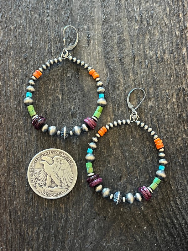 Handcrafted Electric Rainbow 2 Inch Sterling Silve Nizhoni Traders LLC