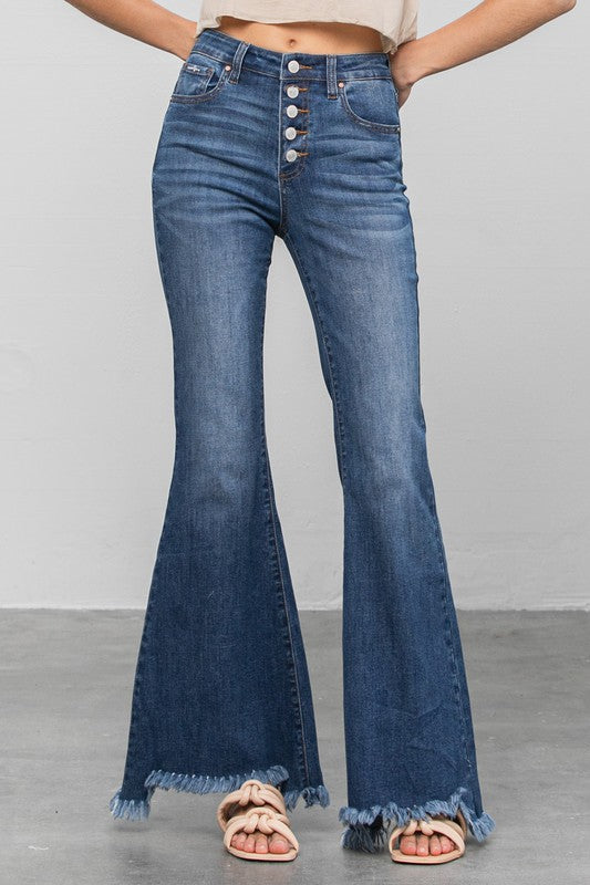 BUTTON DOWN WIDE FLARE JEANS Insane Gene