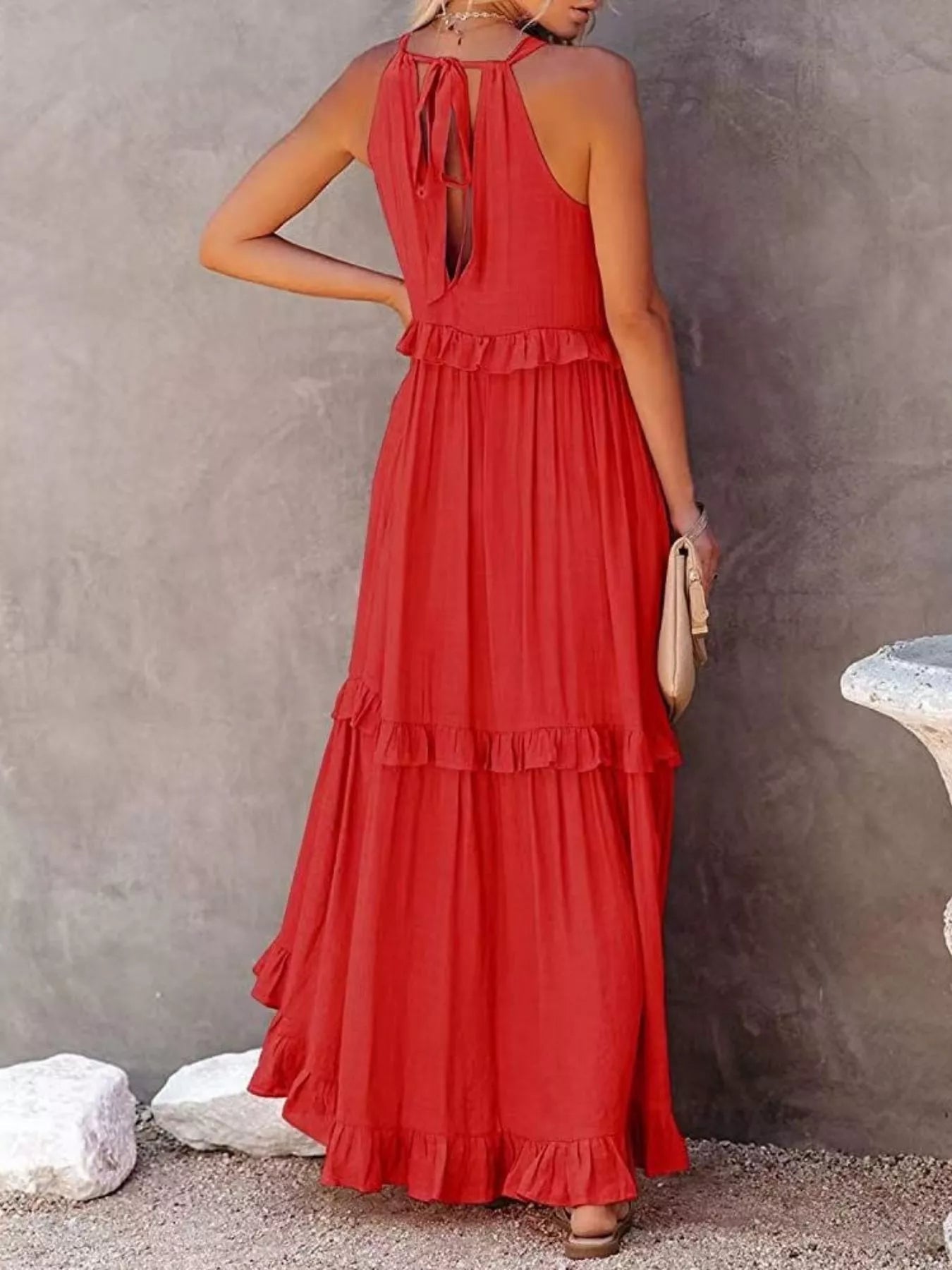 Ruffled Tiered Sleeveless Maxi Dress Trendsi