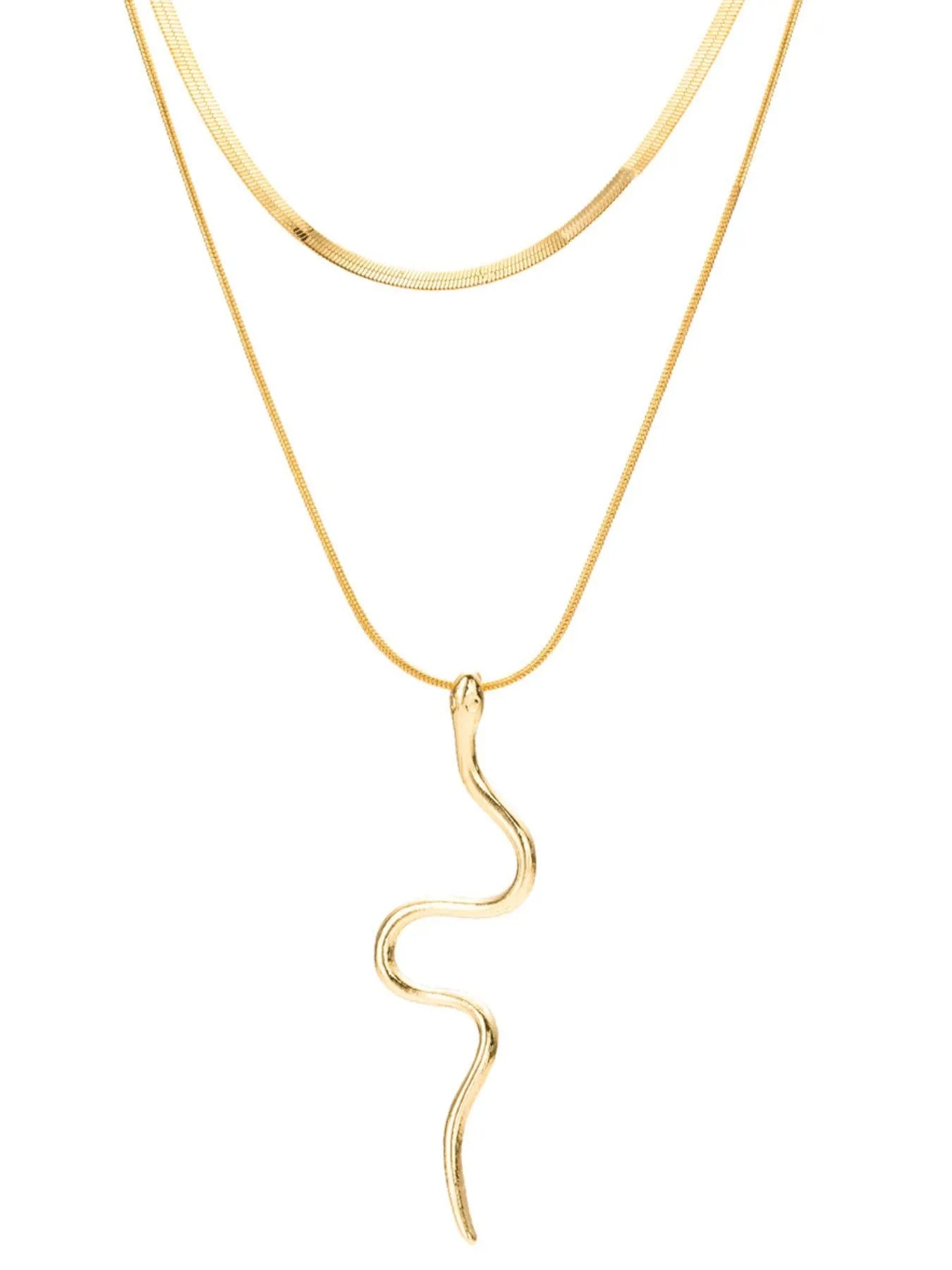 18K Gold-Plated Layered Snake Pendant Necklace