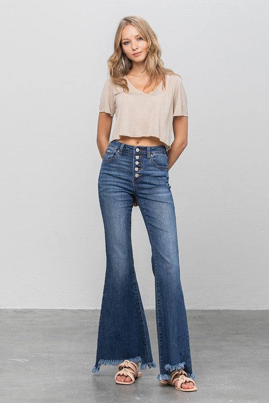 BUTTON DOWN WIDE FLARE JEANS Insane Gene