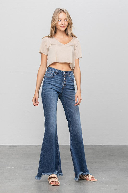BUTTON DOWN WIDE FLARE JEANS Insane Gene