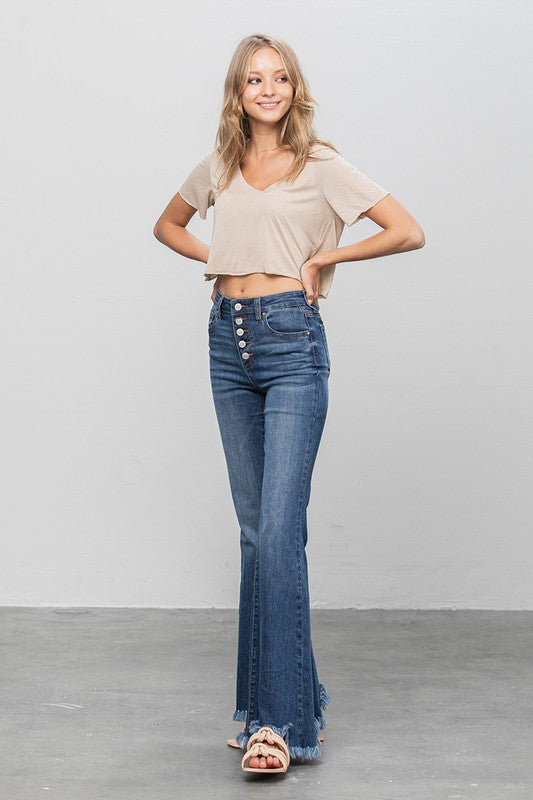 BUTTON DOWN WIDE FLARE JEANS Insane Gene
