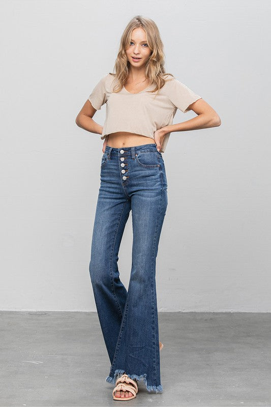 BUTTON DOWN WIDE FLARE JEANS Insane Gene