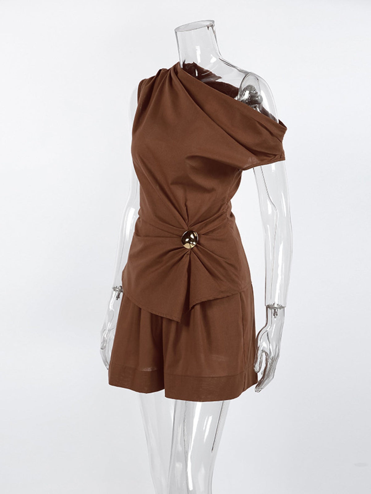 One-Shoulder Top and Shorts Set Trendsi
