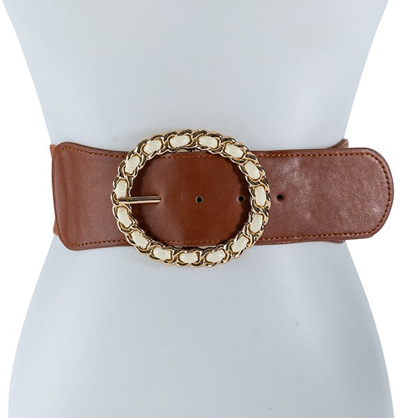 GOLD CIRCLE BUCKLE ELASTIC BAND BELT Bella Chic