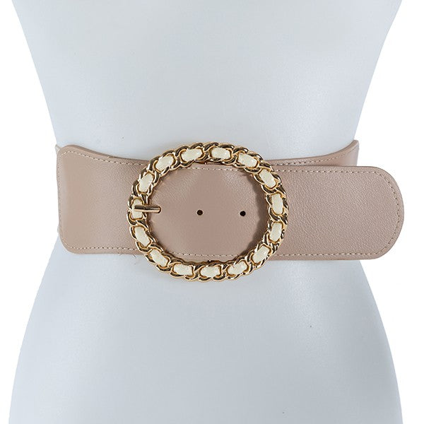 GOLD CIRCLE BUCKLE ELASTIC BAND BELT Bella Chic