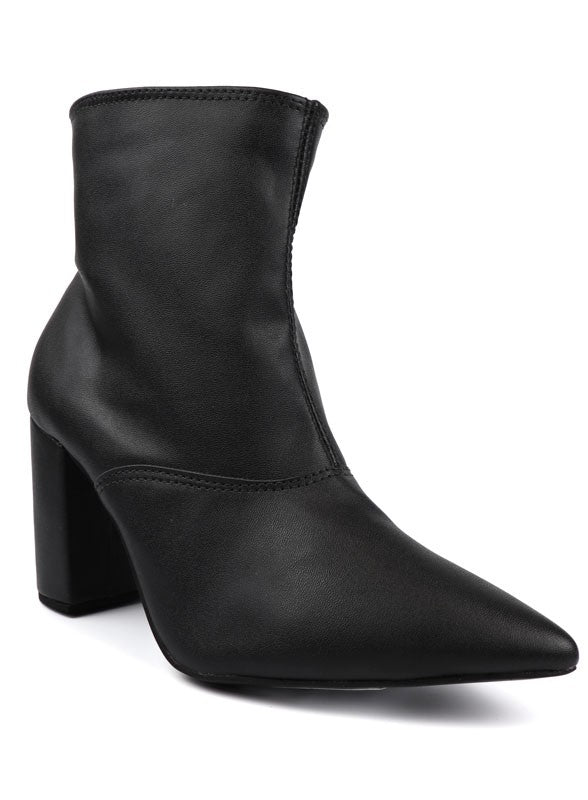 Pointed Toe Bootie with a Block Heel Miami Shoe Wholesale