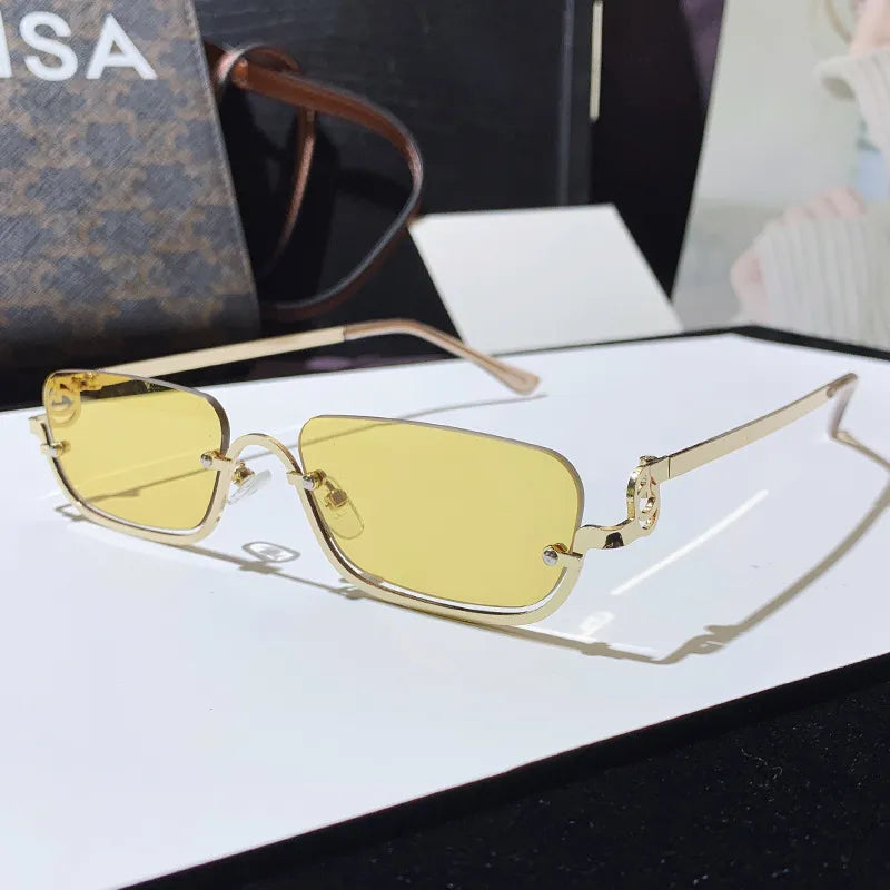 Retro Rectangle Metal Frame Sunglasses