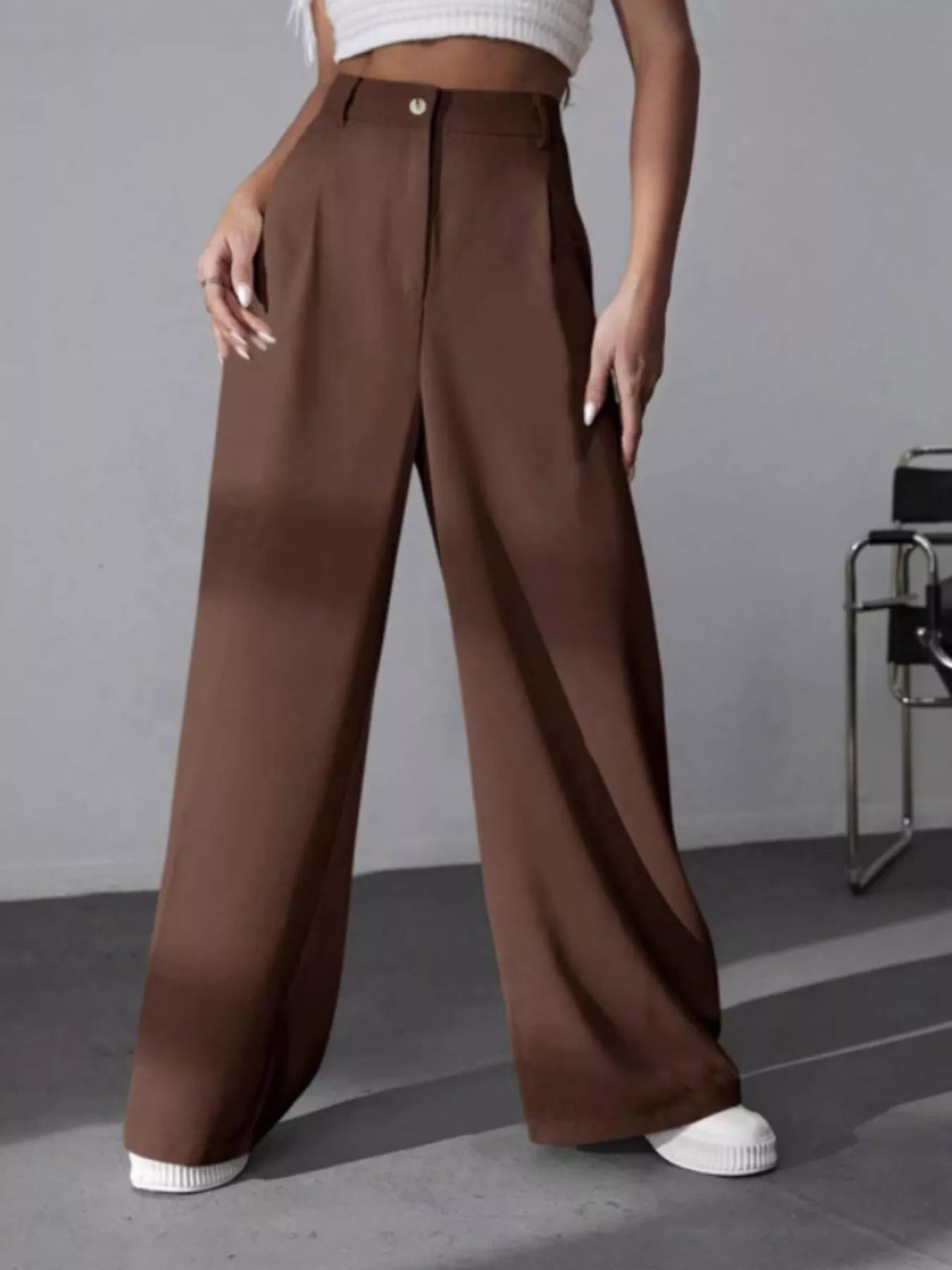 Wide Leg Pleated Pants Luckygirlsclothingcompany.com