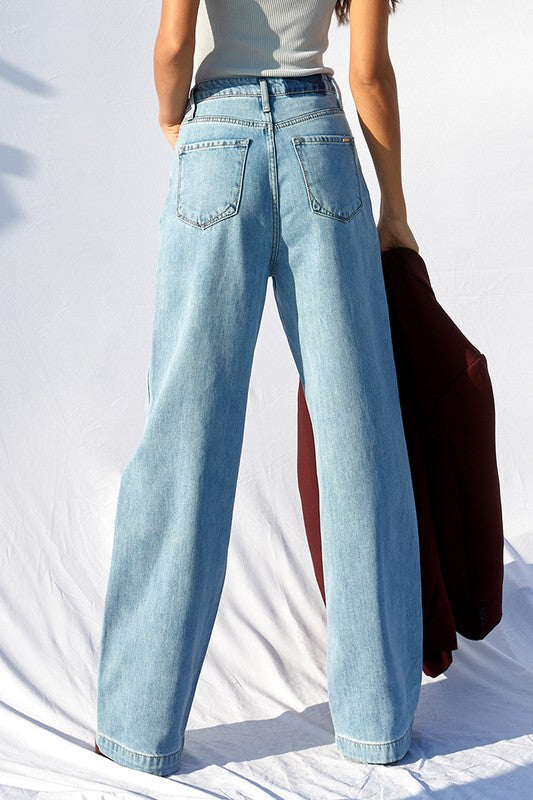 Super High Waist Wide Straight Jeans Denim Lab USA