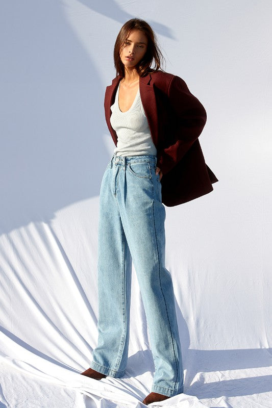 Super High Waist Wide Straight Jeans Denim Lab USA