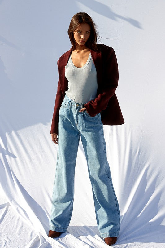 Super High Waist Wide Straight Jeans Denim Lab USA