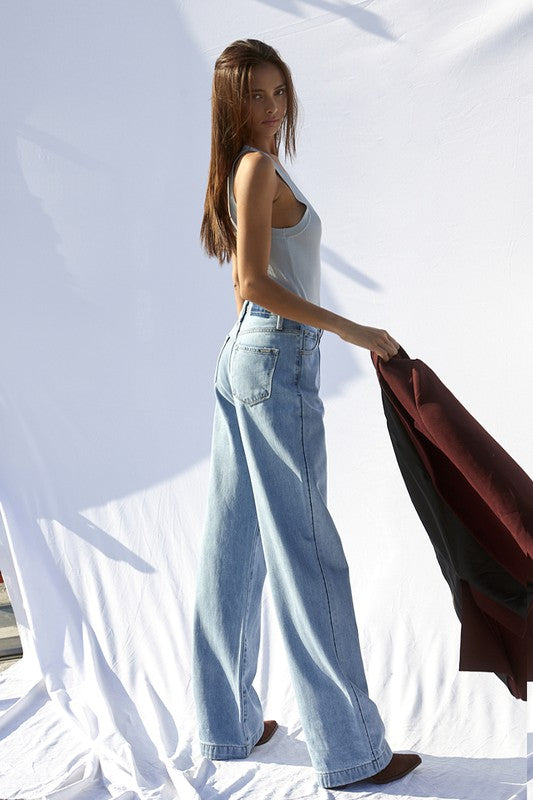 Super High Waist Wide Straight Jeans Denim Lab USA