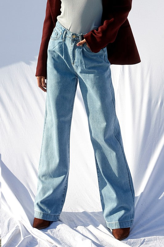 Super High Waist Wide Straight Jeans Denim Lab USA