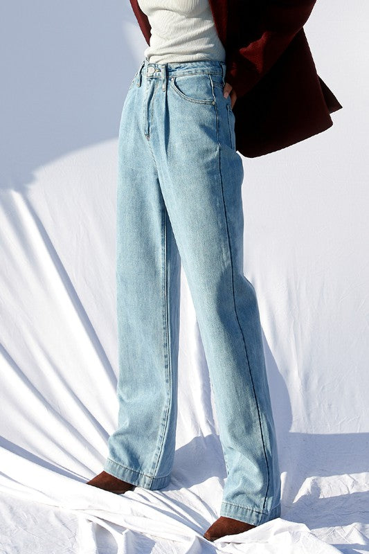 Super High Waist Wide Straight Jeans Denim Lab USA