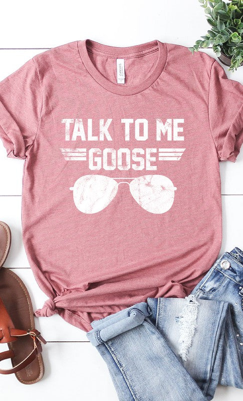 Talk to Me Goose White Ink Graphic Tee Kissed Apparel