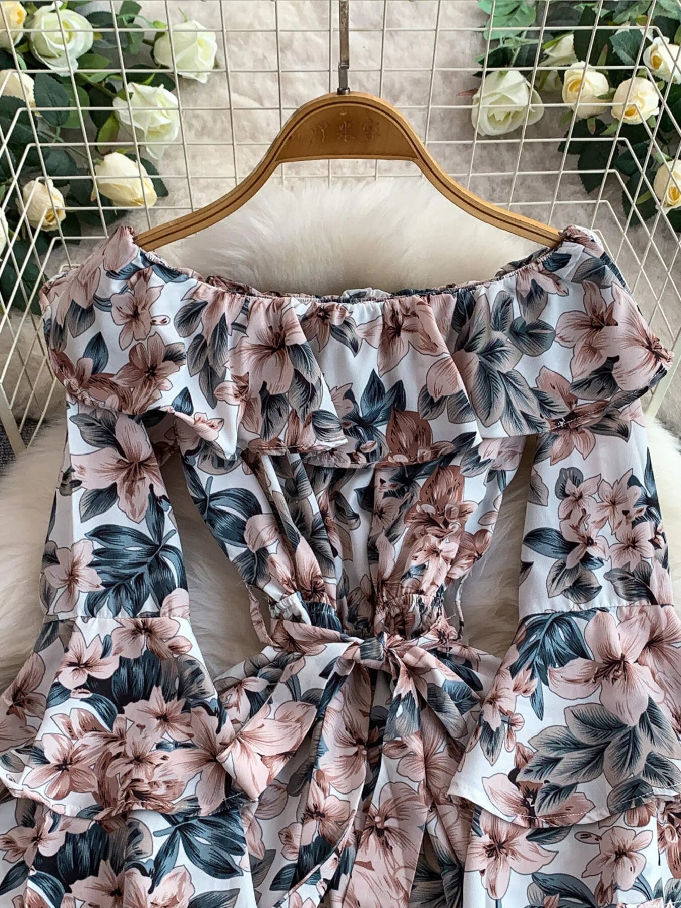Off-Shoulder Flounce Sleeve Romper Trendsi