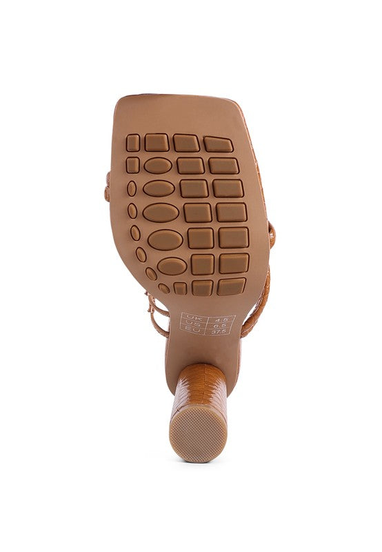 DANDELION HIGH BLOCK HEELED CROC SANDALS Rag Company