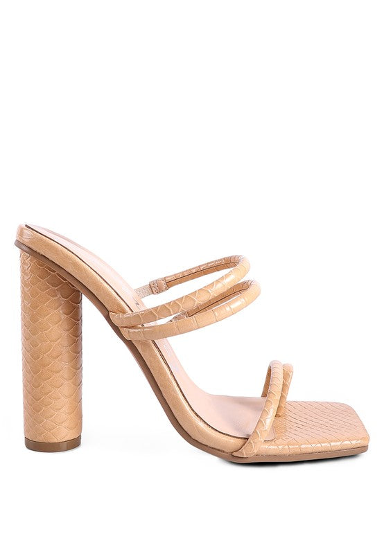 DANDELION HIGH BLOCK HEELED CROC SANDALS Rag Company