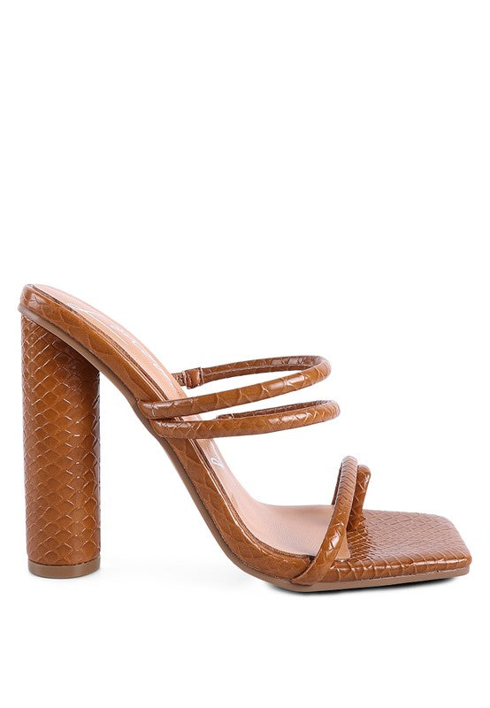 DANDELION HIGH BLOCK HEELED CROC SANDALS Rag Company