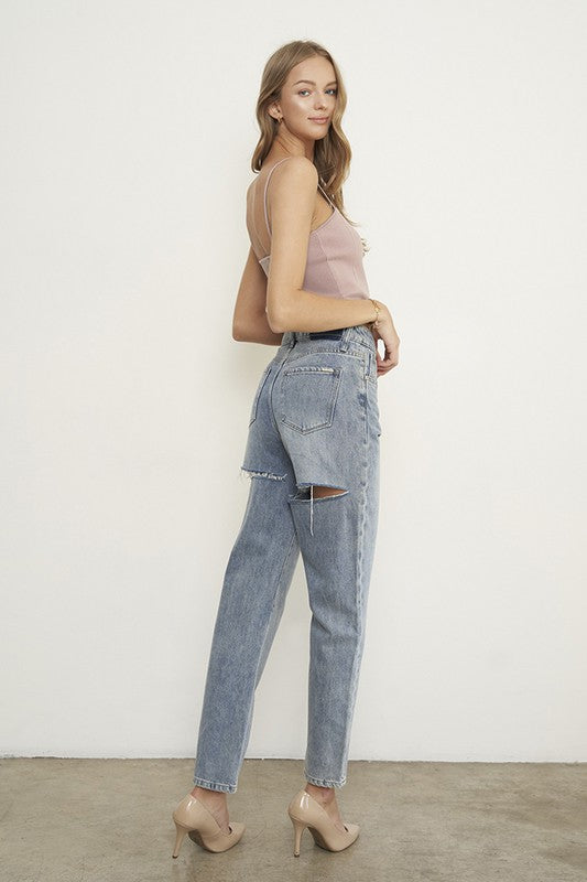 High Waist Straight Jeans Denim Lab USA