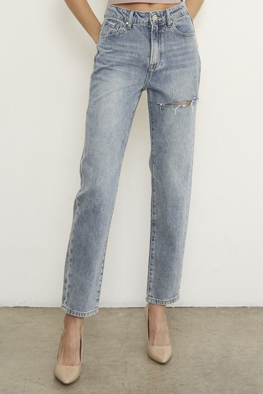 High Waist Straight Jeans Denim Lab USA