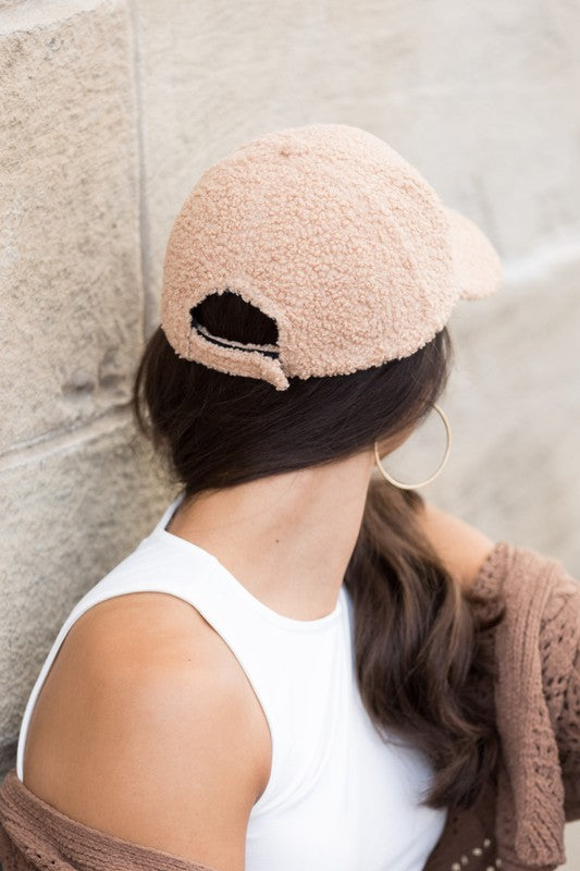 Boucle Sherpa Teddy Bear Knit Ball Cap Aili's Corner