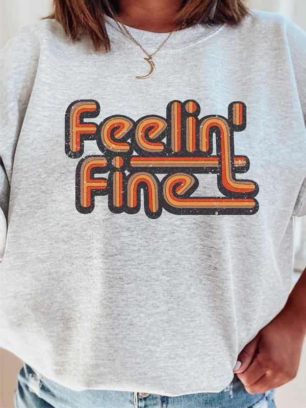 Feelin' Fine Groovy CrewNeck Sweatshirt Ocean and 7th