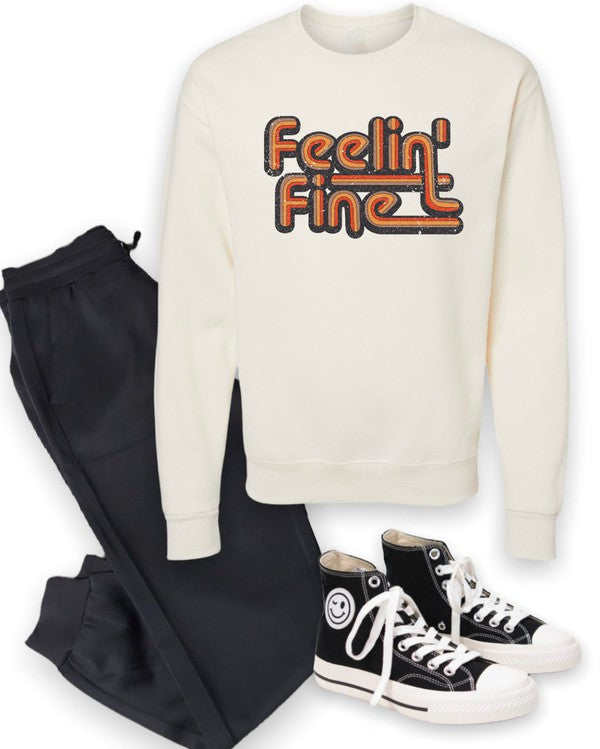 Feelin' Fine Groovy CrewNeck Sweatshirt Ocean and 7th