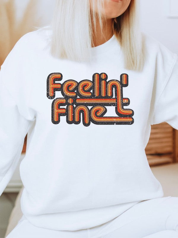 Feelin' Fine Groovy CrewNeck Sweatshirt Ocean and 7th