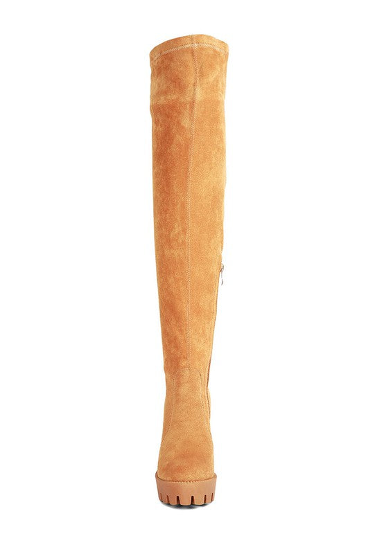 Maple High  Block Heeled Faux Suede Long Boots Rag Company