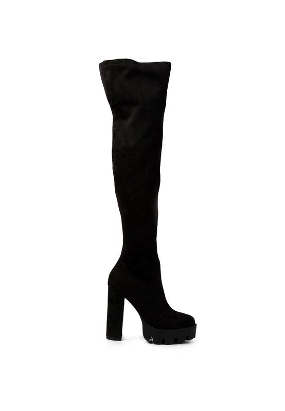 Maple High  Block Heeled Faux Suede Long Boots Rag Company
