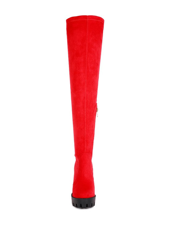 Maple High  Block Heeled Faux Suede Long Boots Rag Company