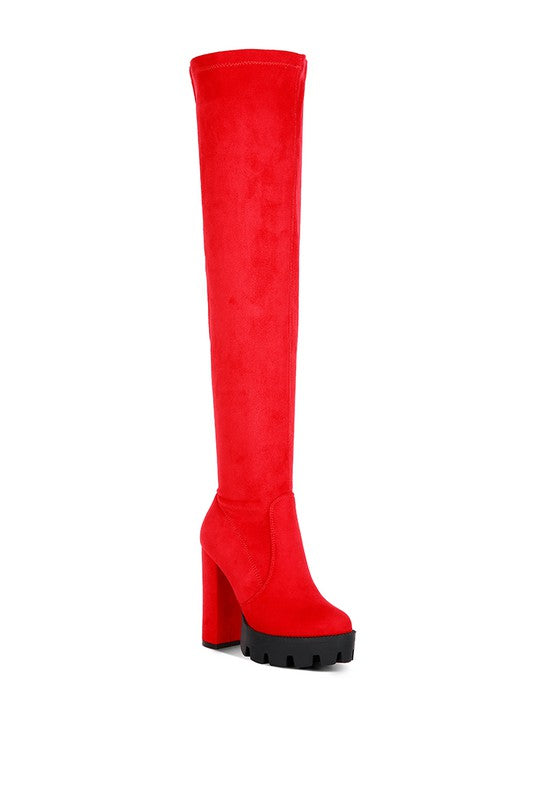 Maple High  Block Heeled Faux Suede Long Boots Rag Company