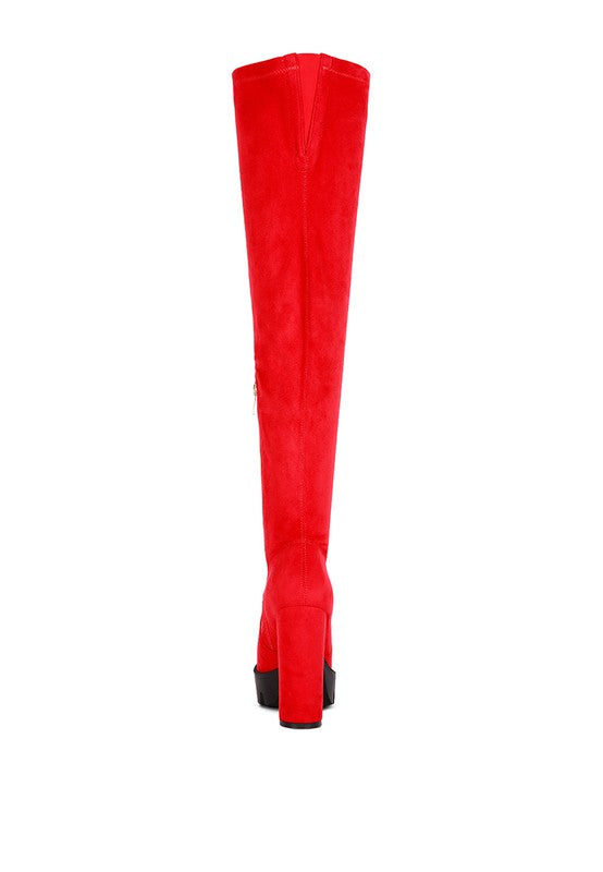 Maple High  Block Heeled Faux Suede Long Boots Rag Company