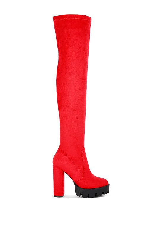 Maple High  Block Heeled Faux Suede Long Boots Rag Company