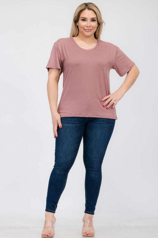 Plus Size Basic Short Sleeve T-shirt Capella