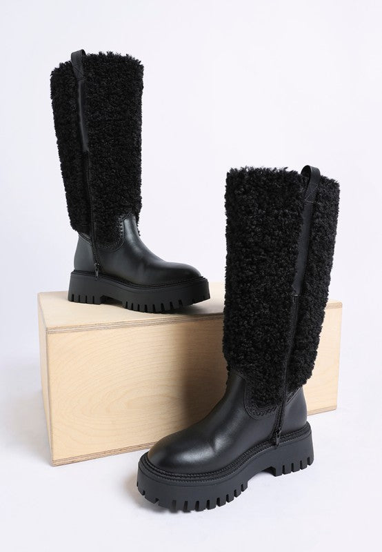 Lapland Fur Detail Calf Length Boots
